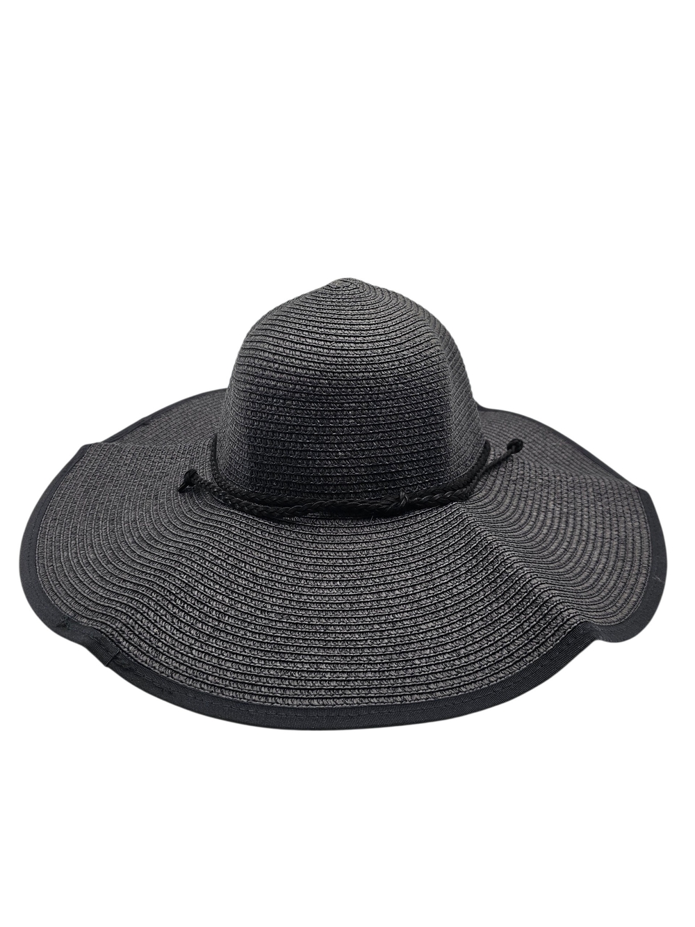 Classic Black Floppy Wide-Brim Straw Sun Hat